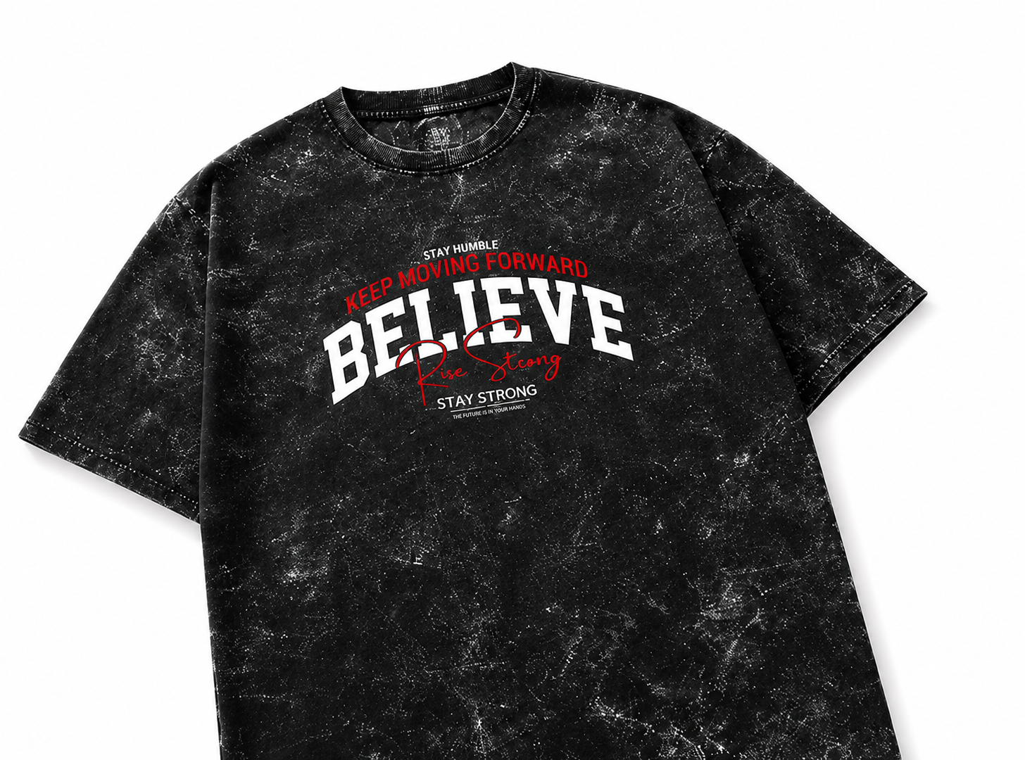 Believe Graphic Acid Wash Tee